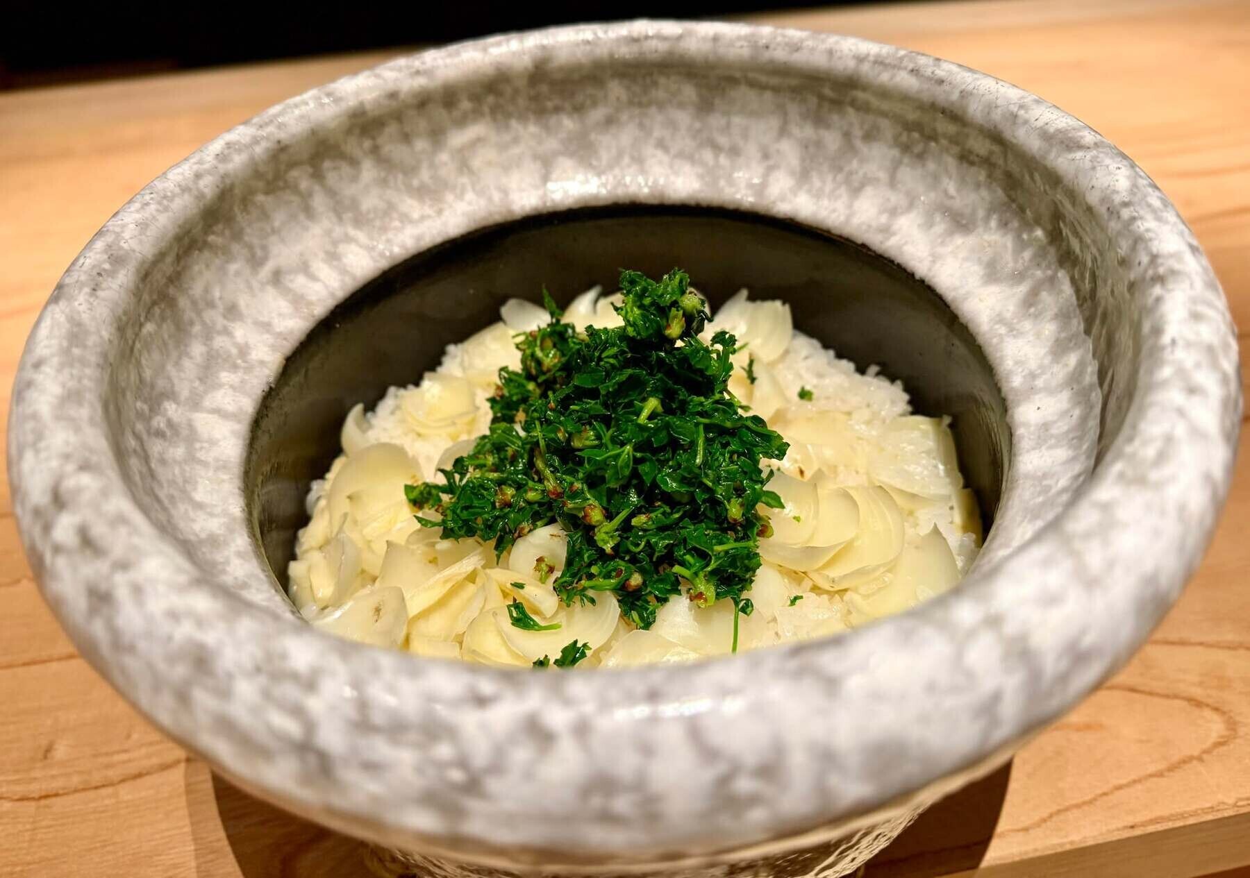 セットでお付けできる、「百合根とおこぎのご飯」です