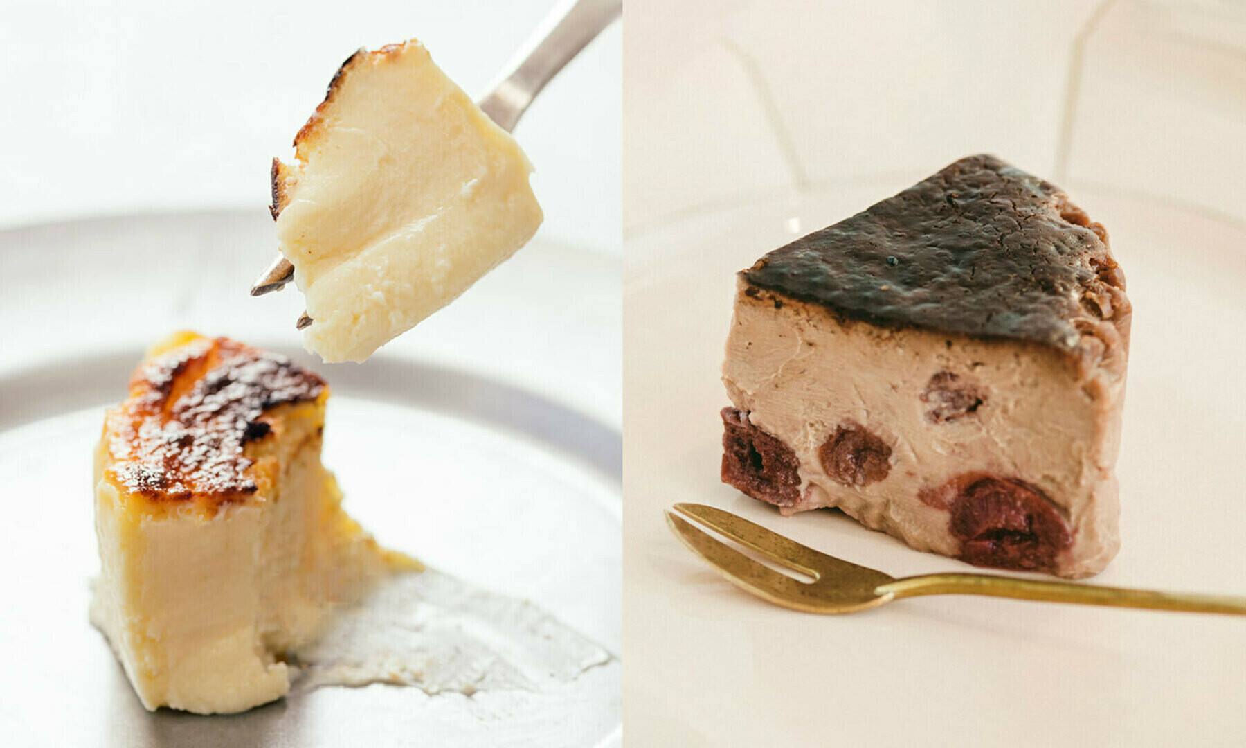 (左)BLANCA BASQUE CHEESECAKE / (右)BLANCA negra (ネグラ)チョコレートのバスクチーズケーキ